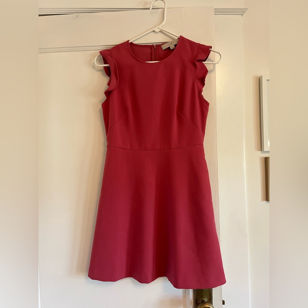 Pink Loft Flutter Sleeve A-Line Petite Dress